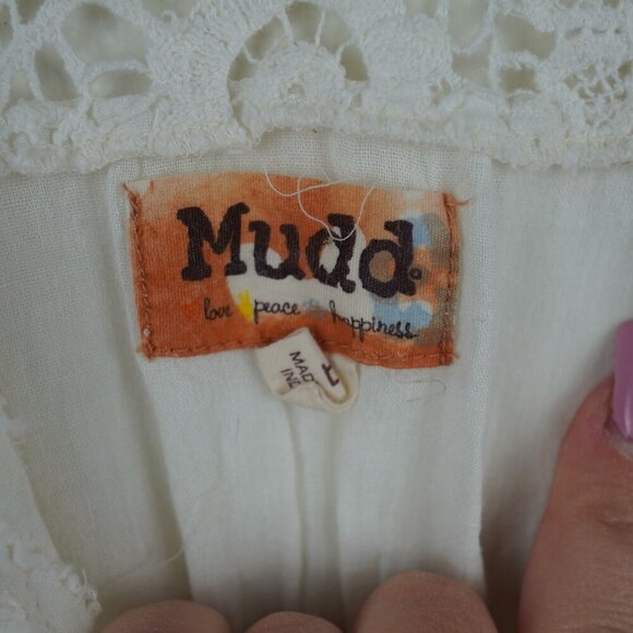 Mudd Lace Back Cotton Baby Doll Tank Top Size L Boho Festival - Picture 10 of 13